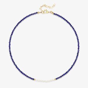 Natural Lapis & Fresh Water Pearl Necklace